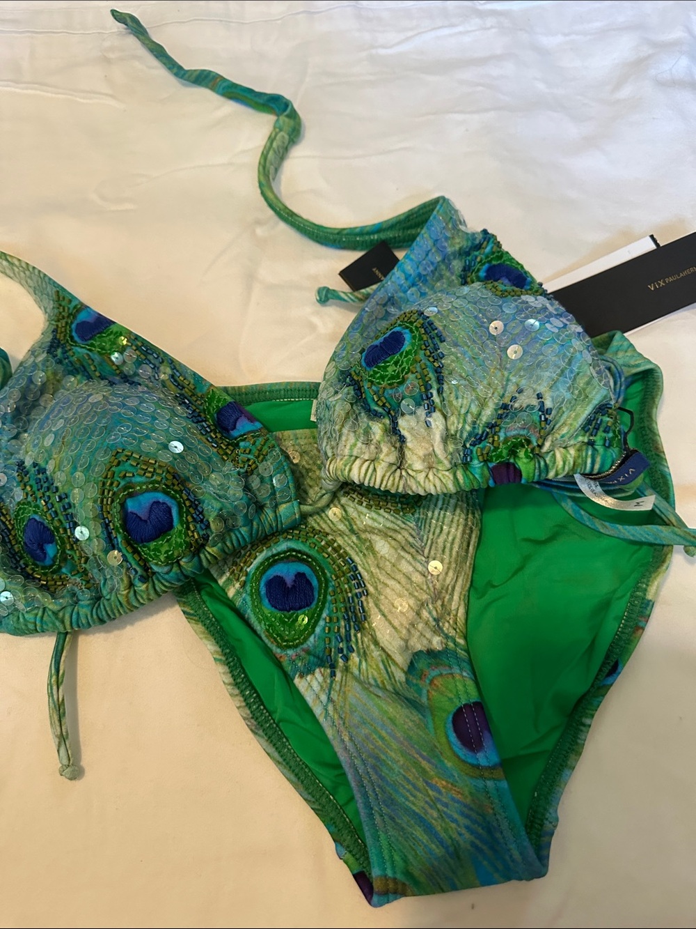 Vix Green Peacock-Print String Bikini - Picture 4 of 4